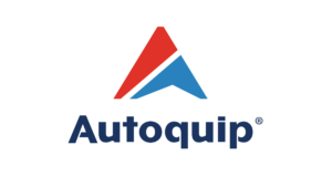 Autoquip logo featuring a stylized "A" in red and blue above the company name in bold, dark blue text on a light background.